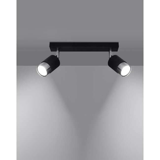 LED Deckenspot Schwarz Chrom NERO - 2 x GU10 Fassung - exkl. LED's