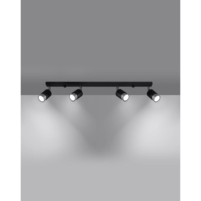 LED Deckenspot Schwarz Chrom NERO - 4 x GU10 Fassung - exkl. LED's