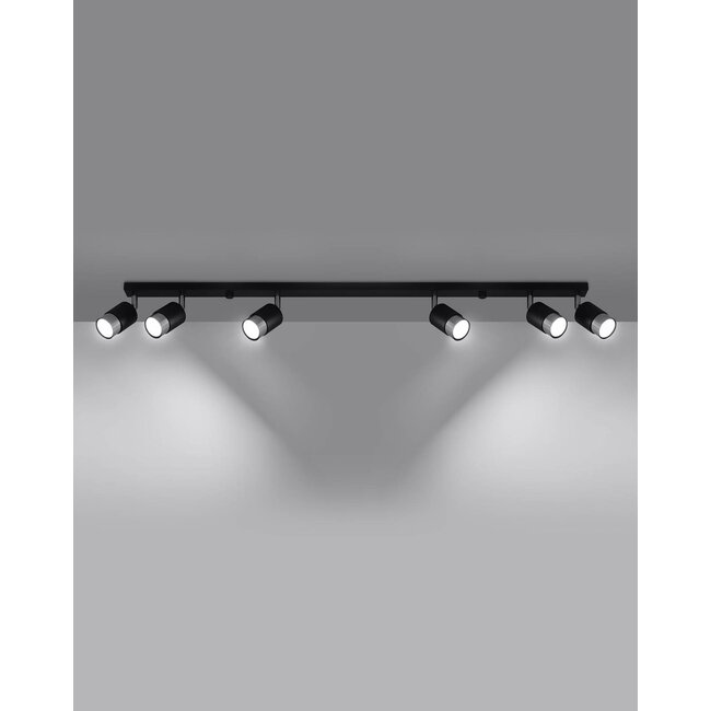 LED Deckenspot Schwarz Chrom NERO - 6 x GU10 Fassung - exkl. LED's