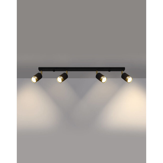 LED Deckenspot Schwarz Gold NERO - 4 x GU10 Fassung - exkl. LED's
