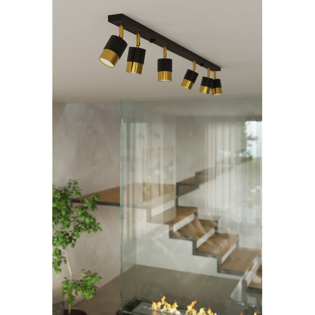 LED Deckenspot Schwarz Gold NERO - 4 x GU10 Fassung - exkl. LED's