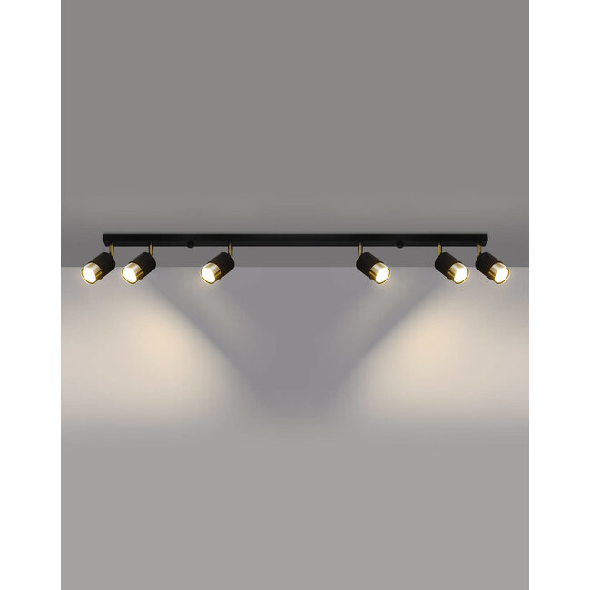 LED Deckenspot Schwarz Gold NERO - 6 x GU10 Fassung - exkl. LED's