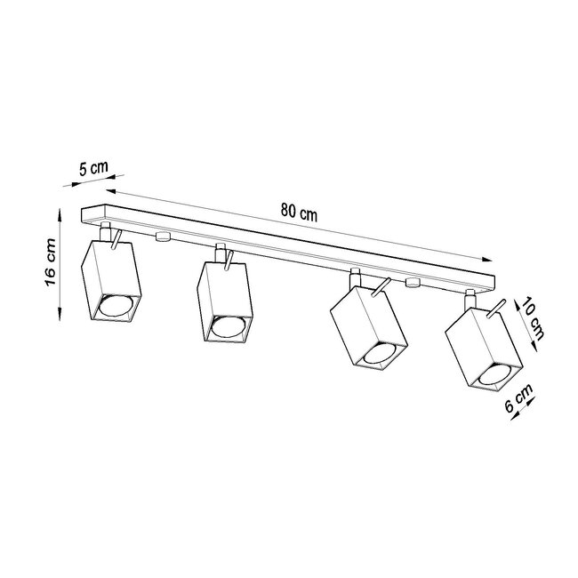LED Deckenspot Grau MERIDA - 4 x GU10 Fassung - exkl. LED's