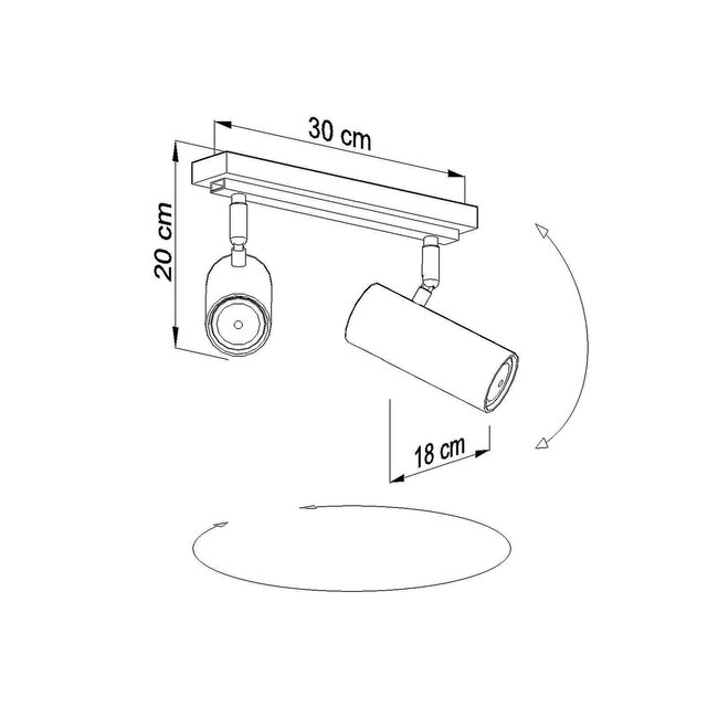 LED Deckenspot Weiß DIREZIONE - 2 x GU10 Fassung - exkl. LED's