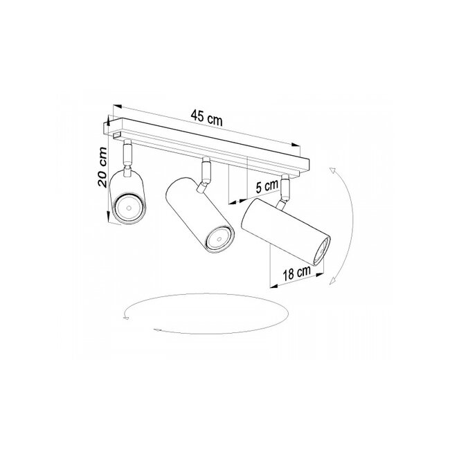 LED Deckenspot Weiß DIREZIONE - 3 x GU10 Fassung - exkl. LED's