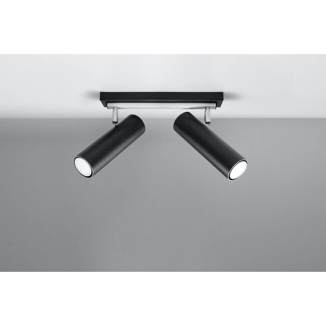 LED Deckenspot Schwarz Silber DIREZIONE - 2 x GU10 Fassung - exkl. LED's