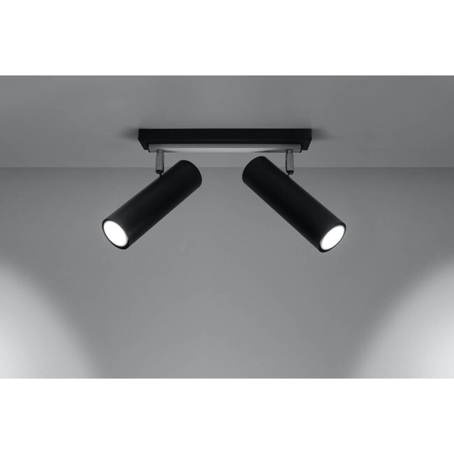 LED Deckenspot Schwarz Silber DIREZIONE - 2 x GU10 Fassung - exkl. LED's