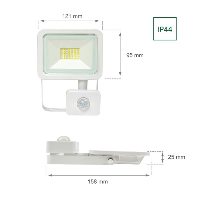 LED Strahler mit Sensor weiß - 20W IP44 - Lichtfarbe optional - 3 Jahre Garantie