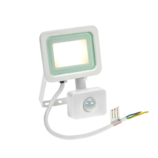 LED Strahler mit Sensor weiß - 10W IP44 - Lichtfarbe optional - 3 Jahre Garantie