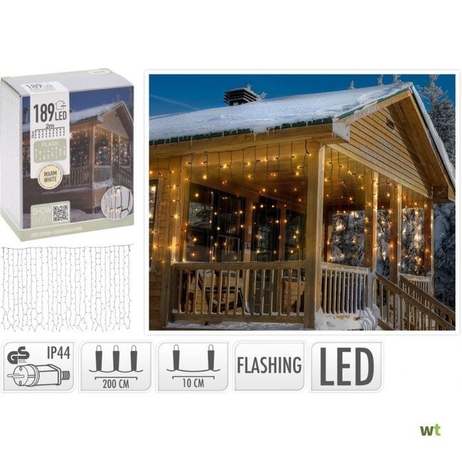 LED Lichtervorhang - Blink-Effekt - 200x70cm - 3000K Warmweiß