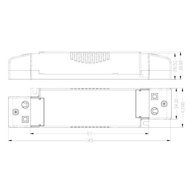 Dimmbarer LED Trafo - 15W 30-45V 350mA - Phasenan- und Phasenabschnitt