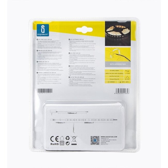 LED Leuchtband 5m 300 LED's 3000K 20W mit Anschlusstecker