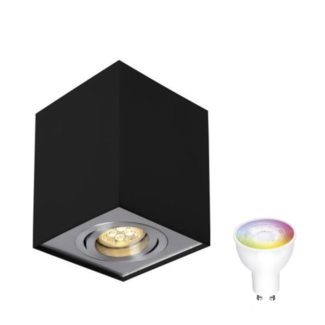 WLAN LED Deckenspot - Cube viereckig -  Schwarz Silber - mit App - schwenkbar
