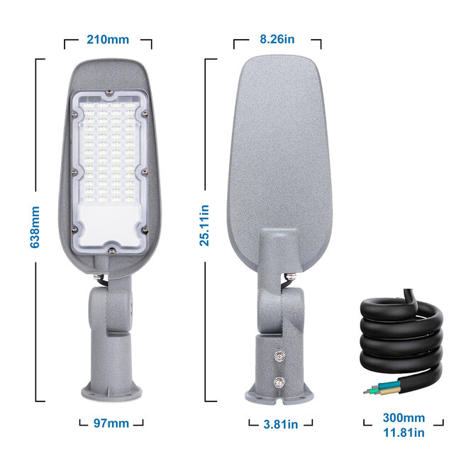 Aigostar LED Straßenlaterne IP65 - 100W 10.000 Lumen - 6500K Tageslichtweiß - 3 Jahre Garantie