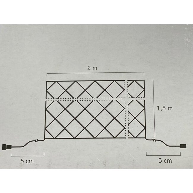 LED Lichternetz IP44 - 2 Meter 14W - 104 LED's - 2600K Warmweiß - koppelbar