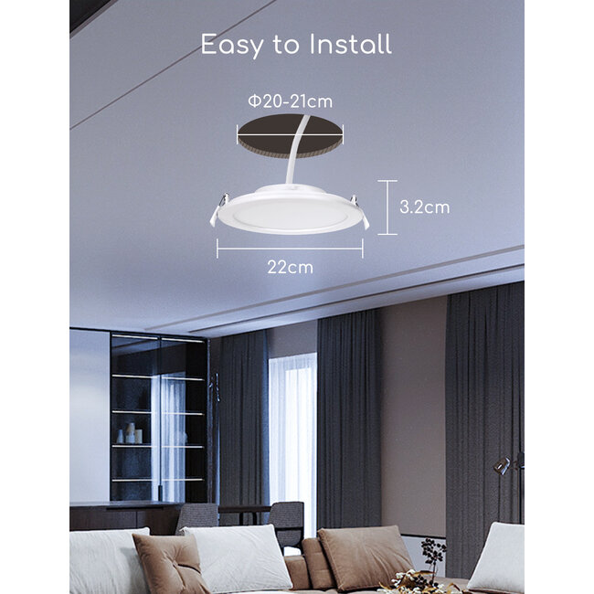 WLAN LED Einbauspot - 18W - CCT 3000K-6500K - per App steuerbar