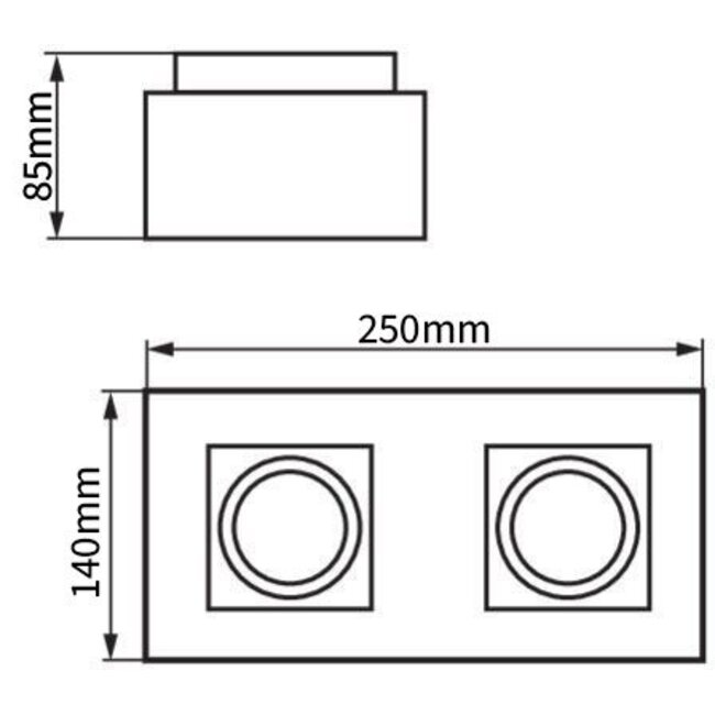 LED Deckenspot Schwarz Gold - 2x GU10 Fassung