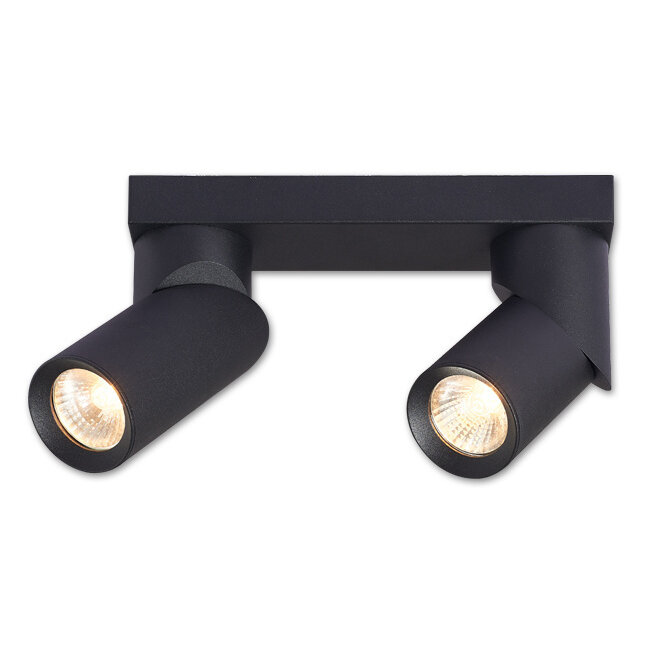 LED Deckenspot Mattschwarz - 2 verstellbare GU10 Spots