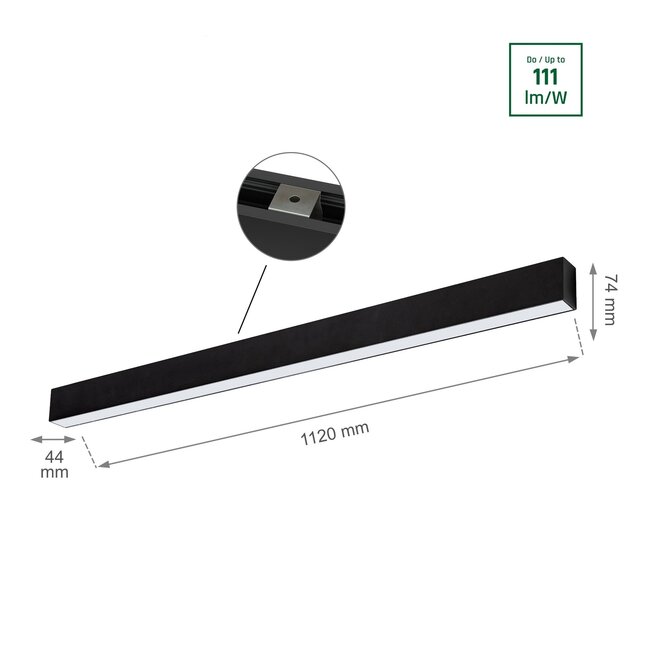 LED Linear Design Pendelleuchte Schwarz inkl. Bewegungssensor - 112cm 36W 4000Lm