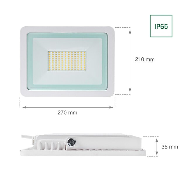 LED Strahler Weiß - 100W IP65 - Lichtfarbe optional - 3 Jahre Garantie