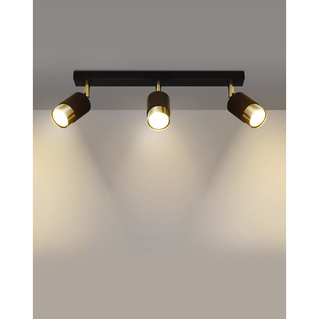 LED Deckenspot Schwarz Gold NERO - 3 x GU10 Fassung - exkl. LED's
