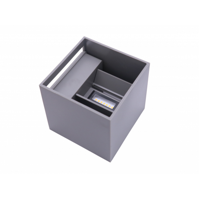 LED Wandleuchte Grau IP54 - 2x3W - Lichtfarbe optional - Abstrahlwinkel anpassbar