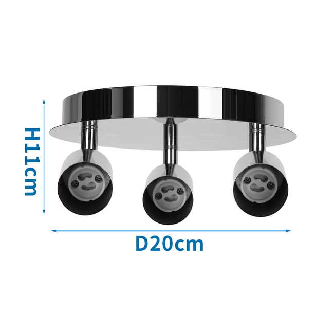 LED Deckenspot rund Silber - 3 x GU10 Fassung - schwenkbar - exkl. LED's