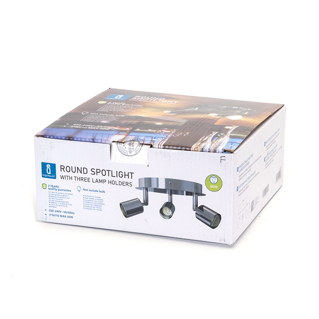 LED Deckenspot rund Silber - 3 x GU10 Fassung - schwenkbar - exkl. LED's