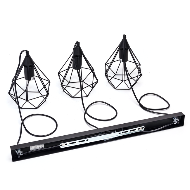 LED Pendelleuchte Retro Schwarz - 3 x E27 Fassung - 110cm hoch - exkl. LED's