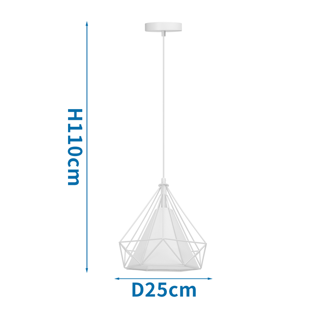 LED Pendelleuchte Retro Weiß - E27 Fassung - 110cm hoch - exkl. LED's