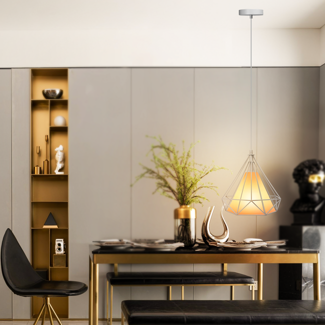 LED Pendelleuchte Retro Weiß - E27 Fassung - 110cm hoch - exkl. LED's