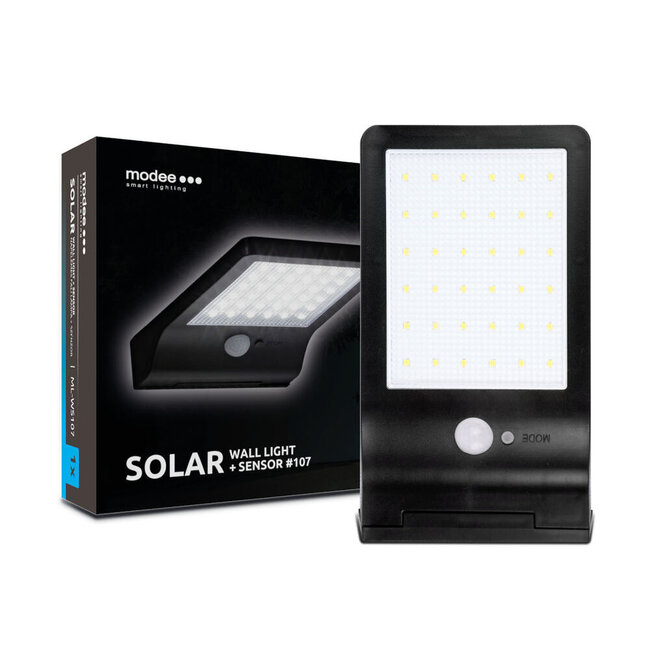 LED Wandleuchte Solar mit Sensor schwarz - IP44 300Lm 6000K Tageslichtweiß