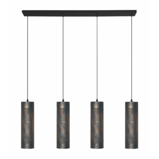 LED Pendelleuchte Forato mit 4 Lichtern vertikal Braun geflammt