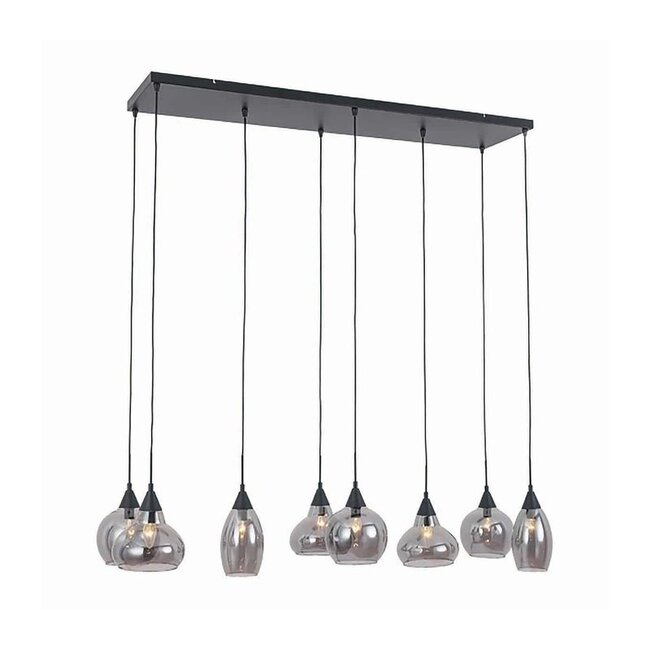 LED Pendelleuchte Macchia 8-lichts vertikal Schwarz / Rauchglas