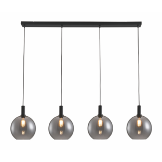 LED Pendelleuchte Chandra mit 4 Lichtern Schwarz / Rauchglas
