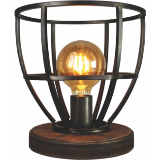 LED Tischleuchte BIRDIE 34cm Schwarz / Stahl / Holz