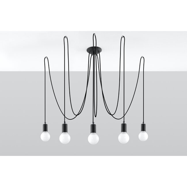 Kronleuchter EDISON 5 Schwarz - 5x E27 Fassung - max. 5x60W - exkl. LED's