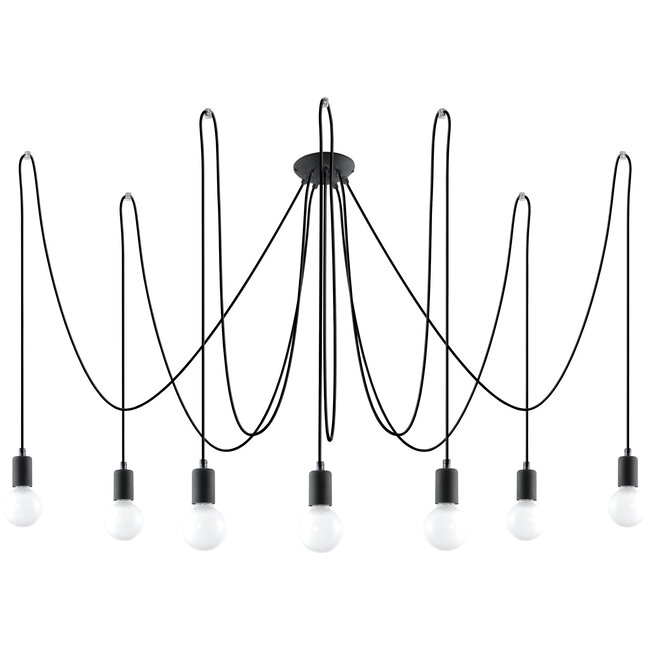 Kronleuchter EDISON 7 Schwarz - 7x E27 Fassung - max. 7x60W - exkl. LED's