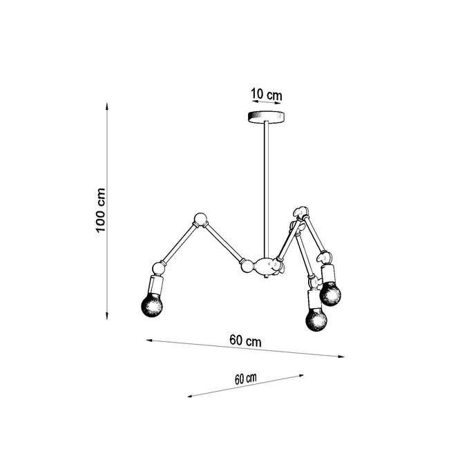 Kronleuchter STARK 3 Schwarz - 3x E27 Fassung - max. 3x60W - exkl. LED's