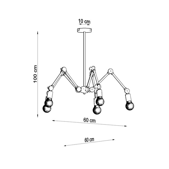 Kronleuchter STARK 5 Schwarz - 5x E27 Fassung - max. 5x60W - exkl. LED's