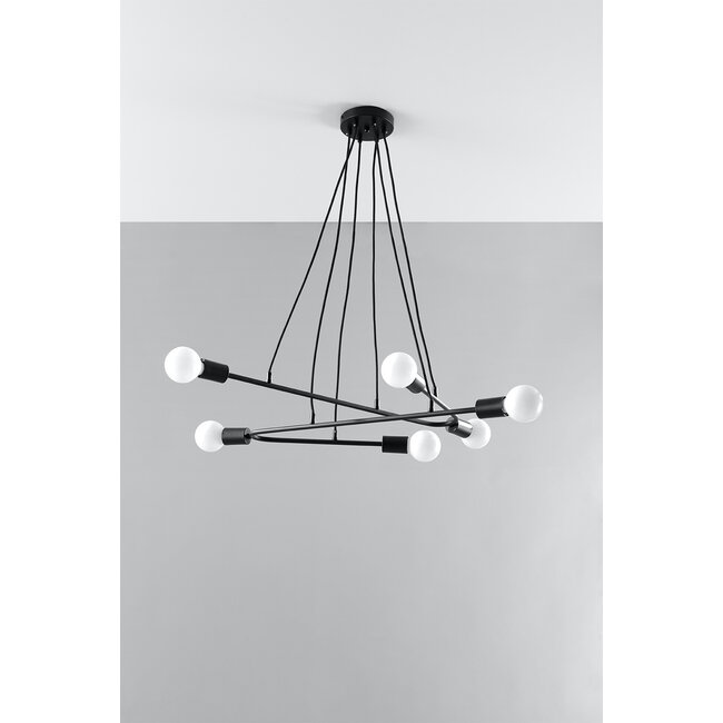 Pendelleuchte ASTRAL 6 Schwarz - 6x E27 Fassung - max. 6x60W - exkl. LED's