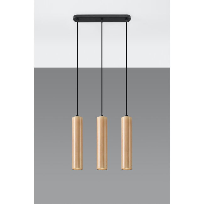 Pendelleuchte LINO 3 Holz - 3x GU10 Fassung - max. 3x40W - exkl. LED's