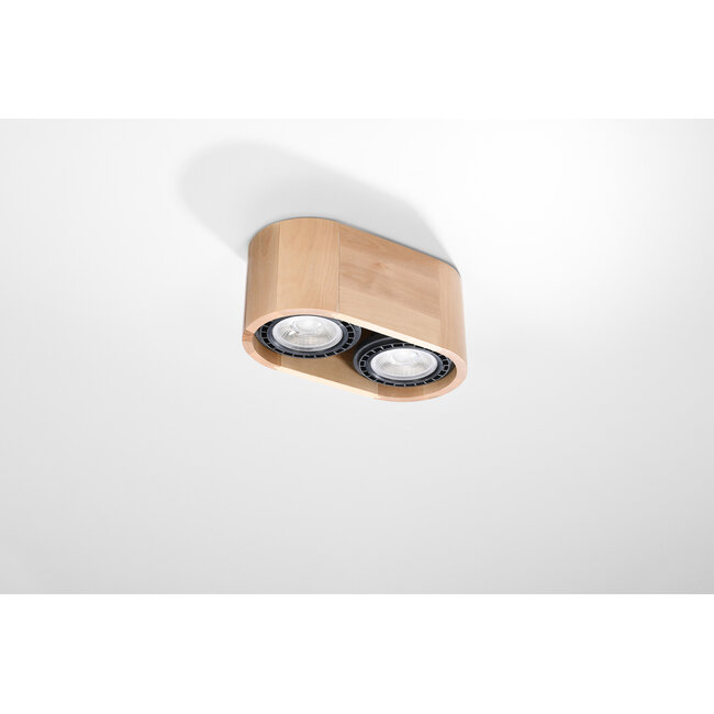 Deckenspot BASIC 2 Holz Natur - 2x GU10 / ES111 - max. 2x40W - exkl. LED's