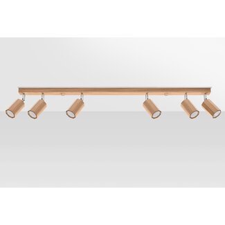 Deckenspot ZEKE 6 Eiche - 6x GU10 Fassung - max. 6x40W - exkl. LED's
