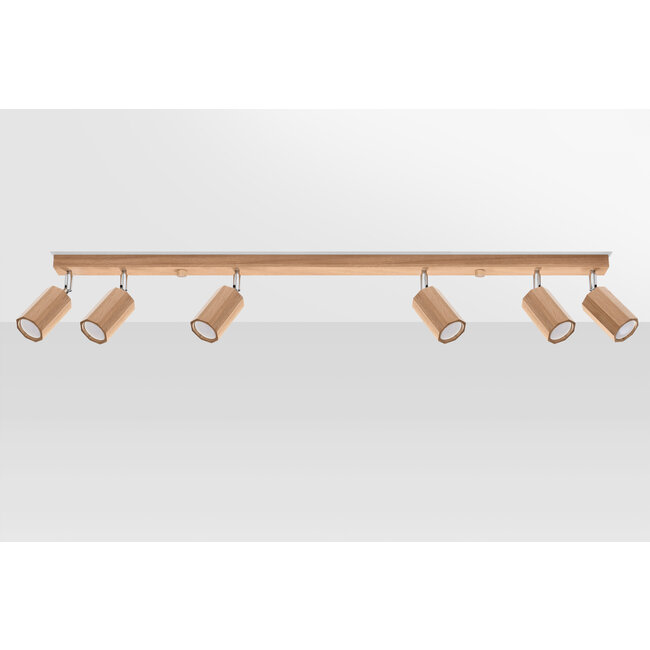 Deckenspot ZEKE 6 Eiche - 6x GU10 Fassung - max. 6x40W - exkl. LED's