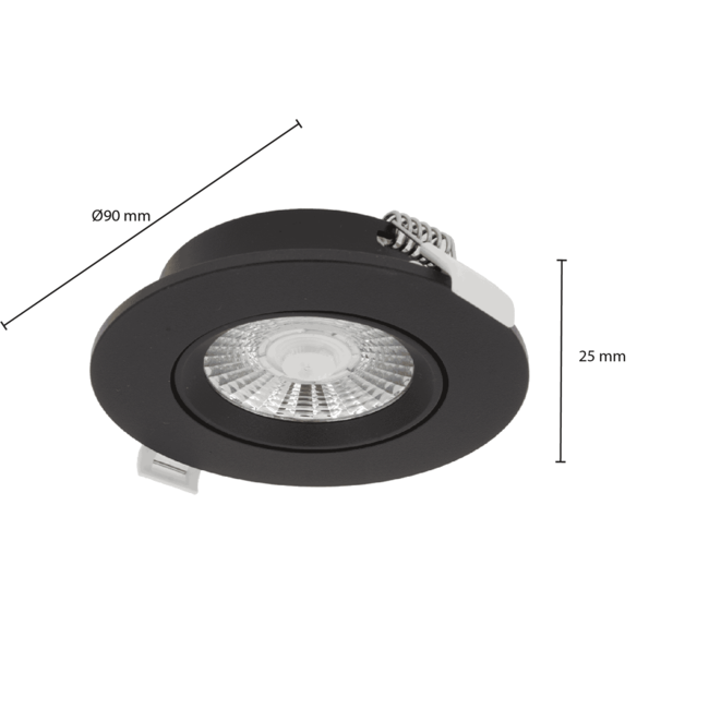 LED Einbauspot HYDRA - 6W - 3000K Warmweiß - dimmbar - Schwarz