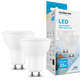 2er-Pack LED Spot - GU10 Sockel - 2,8W entspricht 25W - 6000K Tageslichtweiß