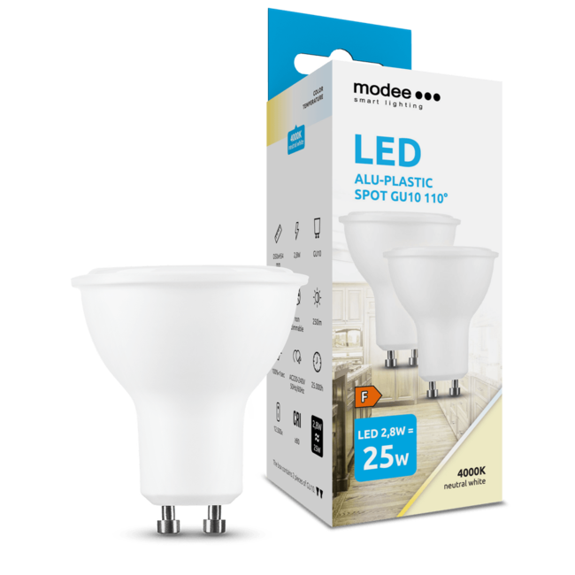2er-Pack LED Spot - GU10 Sockel - 2,8W entspricht 25W - 4000K Neutralweiß