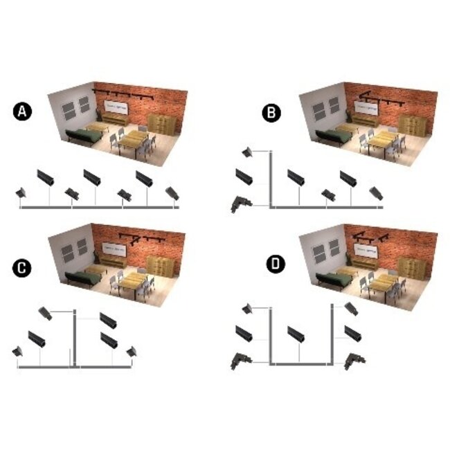 Schienenstrahler Komplettset - 6xGU10 Schienenspot - 3m Schiene - Inkl. Anschluss - Schwarz
