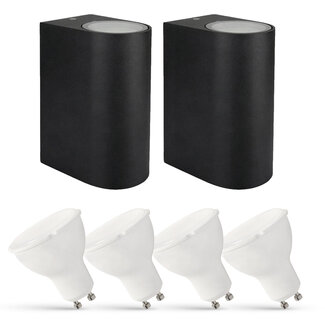 2er Set LED Wandlampe Außenbereich - 4x 2,8W - 2700K - Schwarz